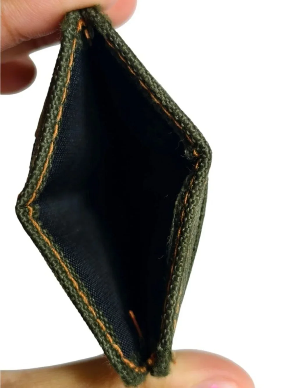 Mossimo Mens ID Card Wallet Military Canvas Olive Green Minimalist Helicopter